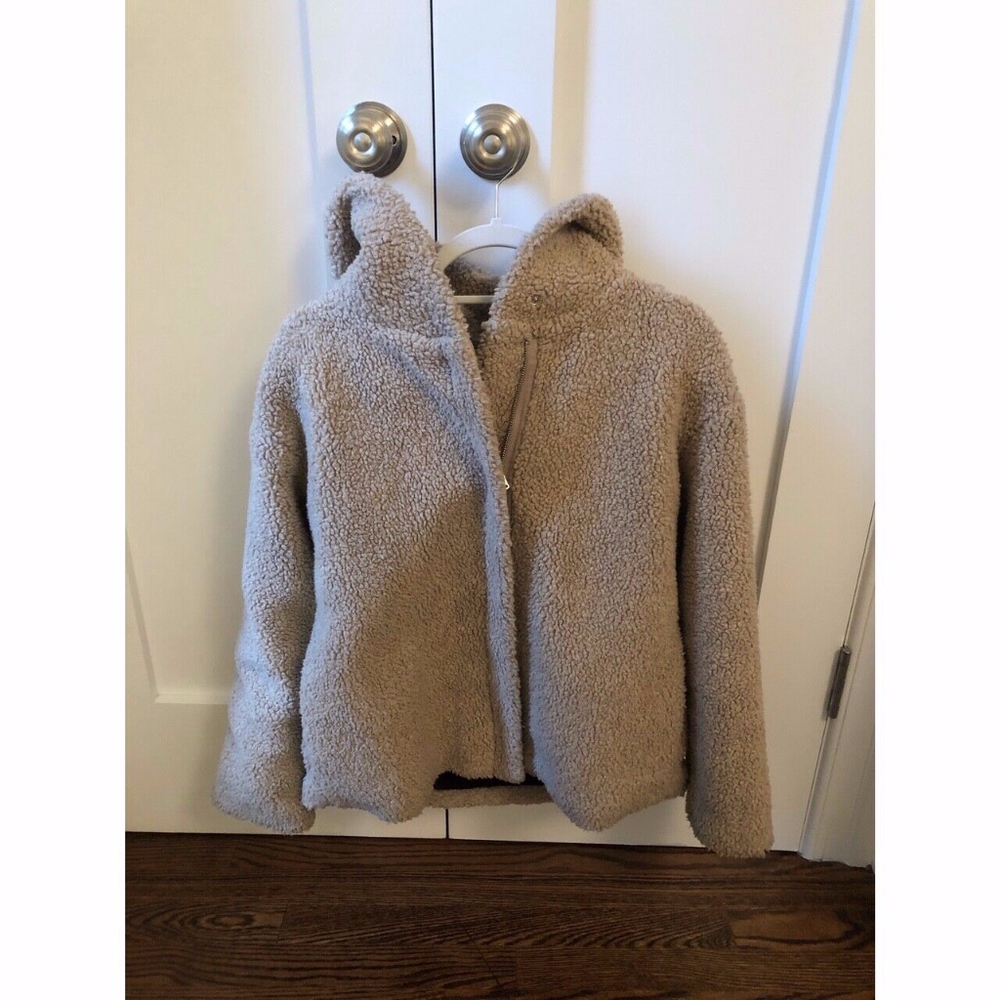 Zara Oversized Teddy Fleece Jacket in camel